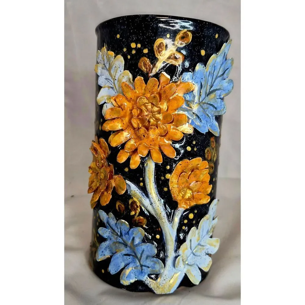 Hand painted floral vase